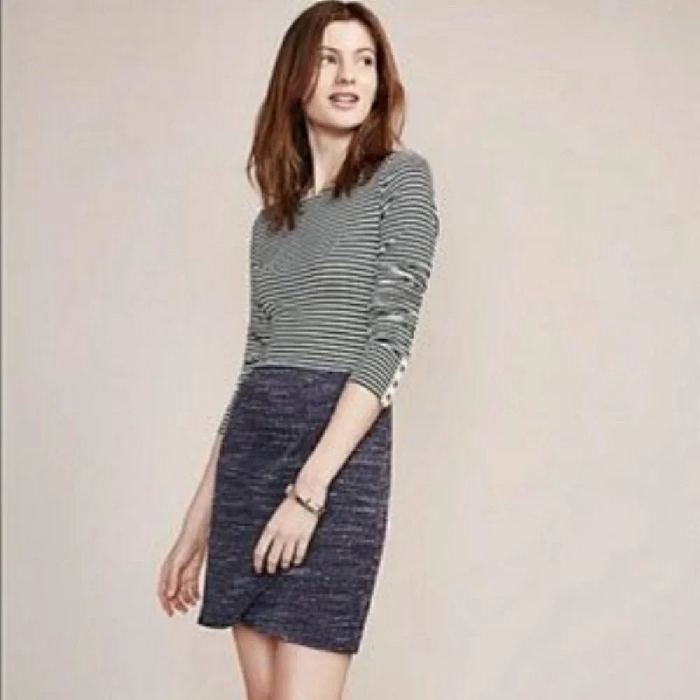 Dolan Mixed Stripe Long Sleeve Dress Size XS New With Tags Navy white Nautical